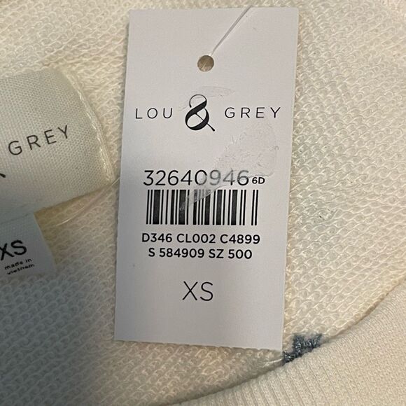 Lou & Grey Embroidered Stars Sweatshirt Cream French Terry Oversized Long Sleeve - Picture 7 of 8